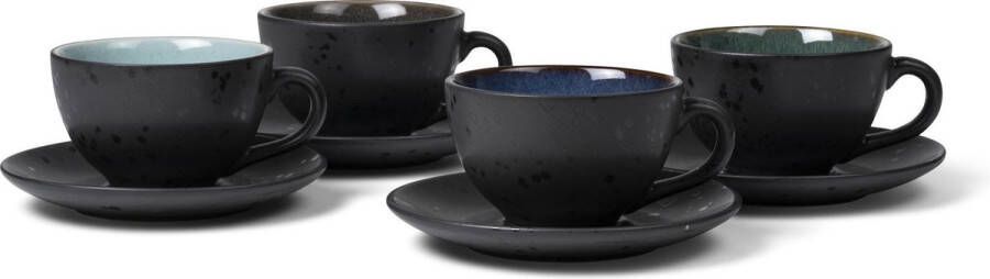 Bitz Kop en Schotel Gastro Zwart multi Blauw 240 ml 4 Stuks