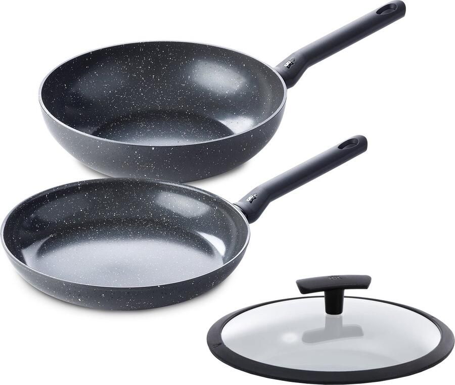 BK Universe Pannenset 2 Delig 28 cm Wok & 28 cm Koekenpan Met deksel Inductie PFAS-vrij