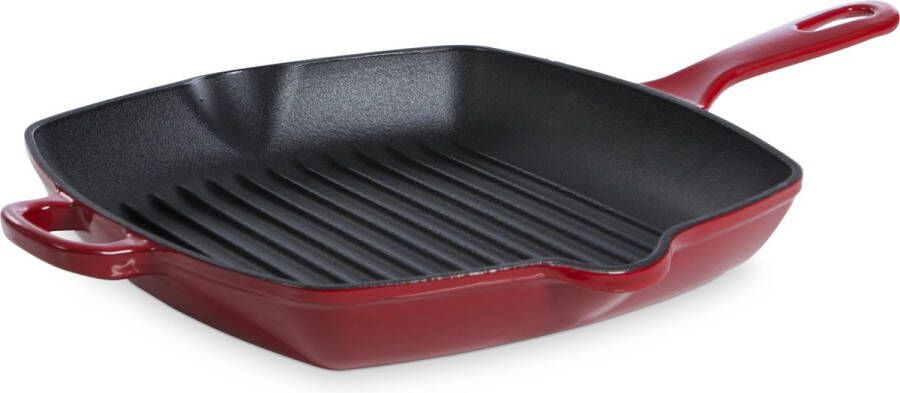 BK Grillpan Bourgogne Chili Red 26 x 26 cm geëmailleerde anti-aanbaklaag