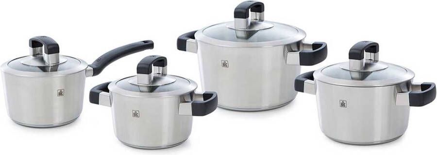 BK Conical Cool Glas pannenset 4-delig RVS glazen deksel Inductie