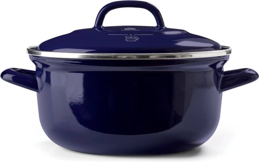 BK Indigo email kookpan Met deksel Ø 26 CM 5 2L Kobalt Blauw