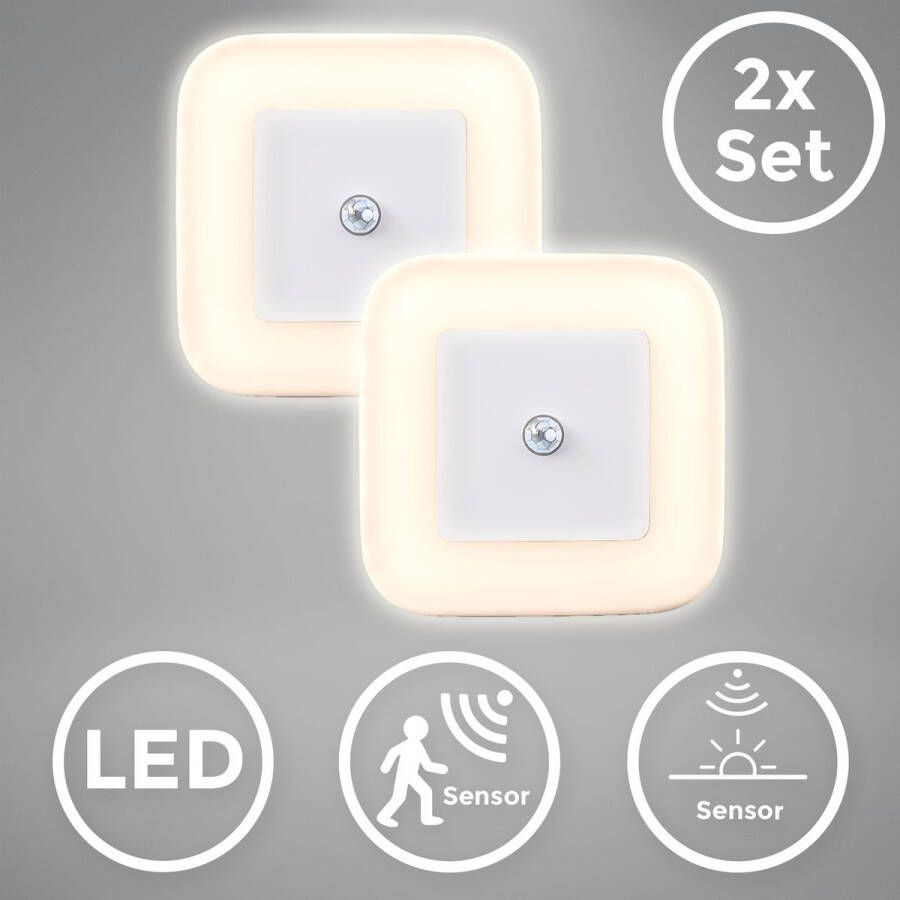 B.K.Licht Lednachtlampje Start Nachtlicht ganglicht bewegingssensor schemersensor 2-delige set (2 stuks)