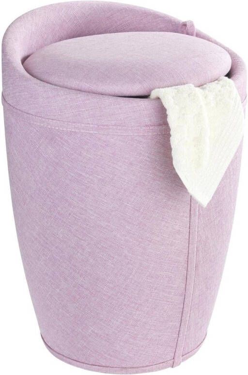 BKS wasmand roze badkamer kruk met uitneembare waszak