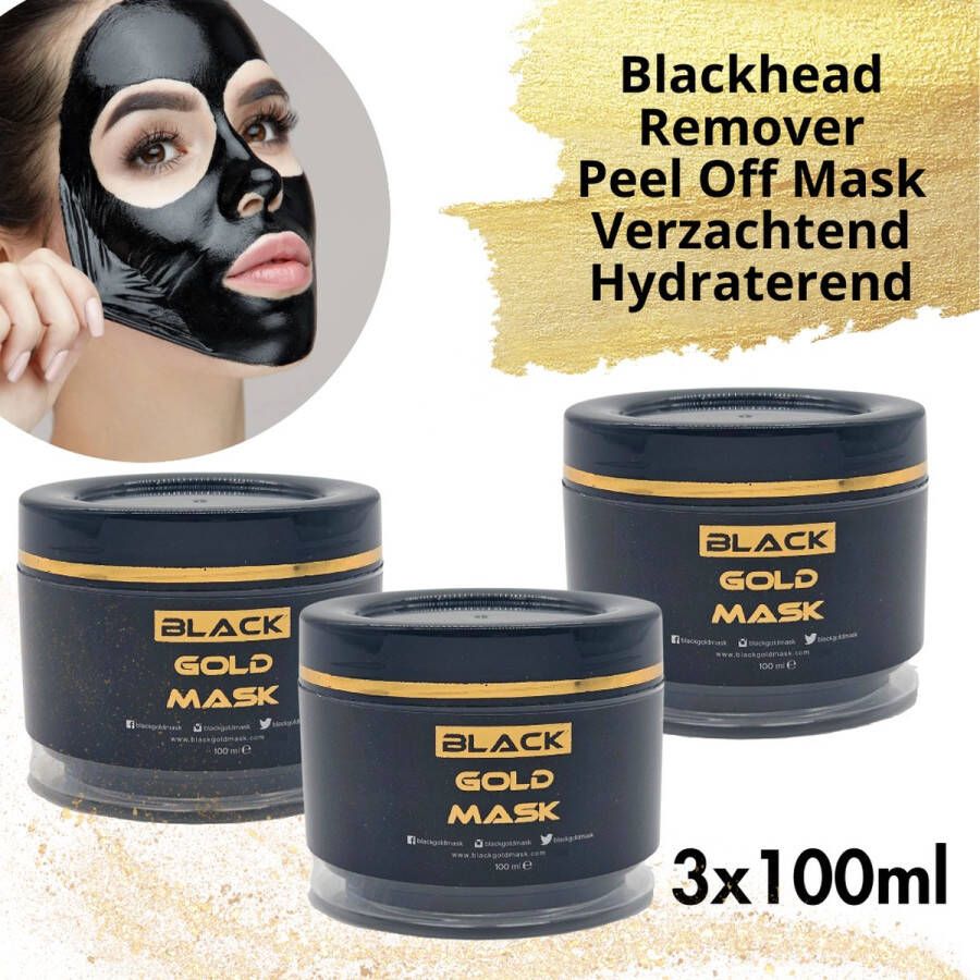 Black Gold Mask 3x Black Gold Peel off masker Gezichtsmasker Mee Eters & Acne verwijderen Blackhead remover 3x100ml