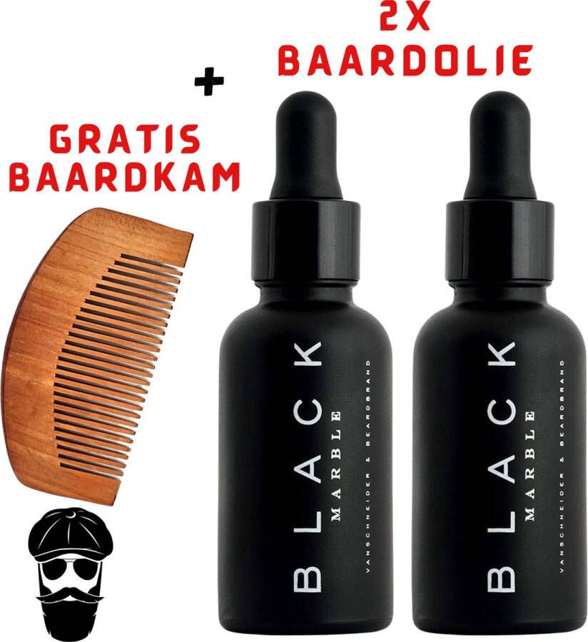 Black Marble Grand Boss baardolie 2x30ml Baard olie Baardverzorging Beard oil Baardgroei + Baardkam