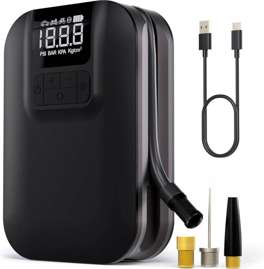 Black Rhino Usams Luchtcompressor Autobanden Compressor Fietspomp Draagbaar En Compact Hoge Pompcapaciteit 50L Minuut 5000mAh Batterij