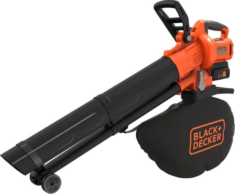 BLACK+DECKER 36V vacuümblazer-versnipperaar Met batterij en oplader Zak van 45L