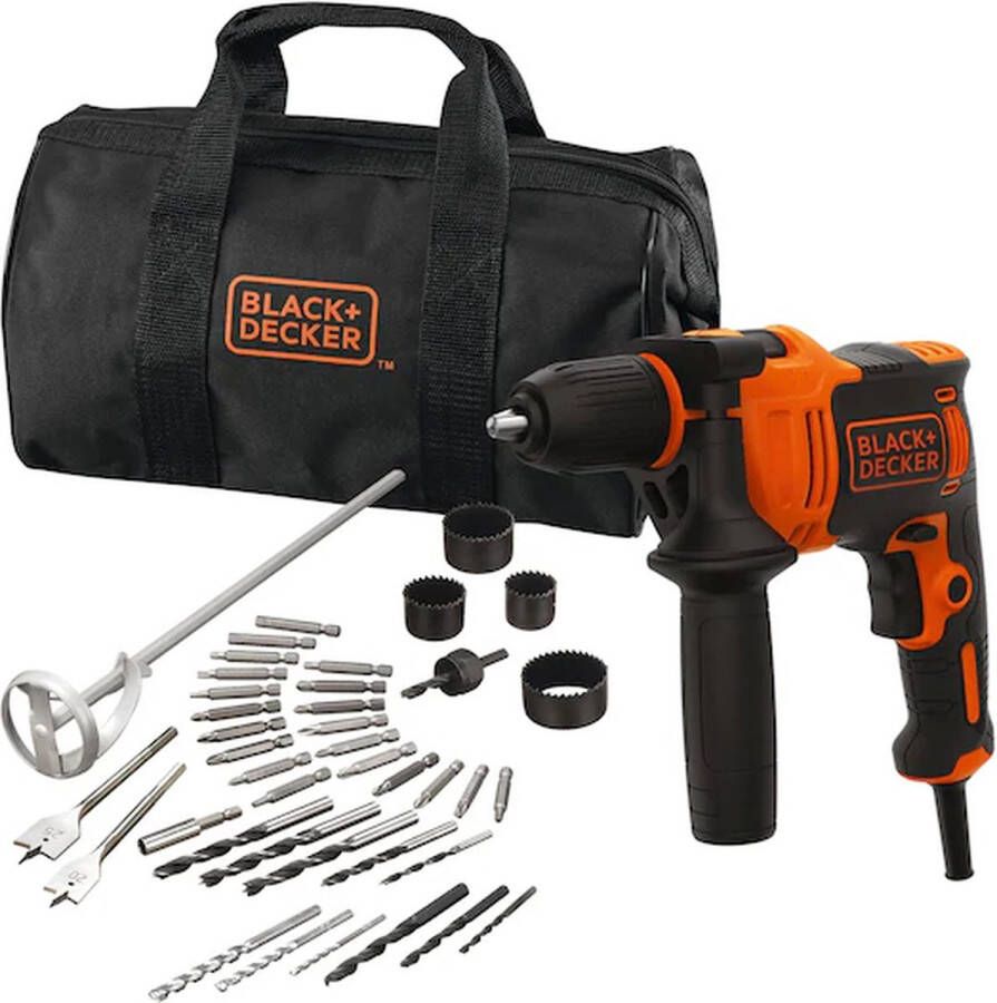 BLACK+DECKER B+D 710W klopboormachine met 40 accessoires en softbag