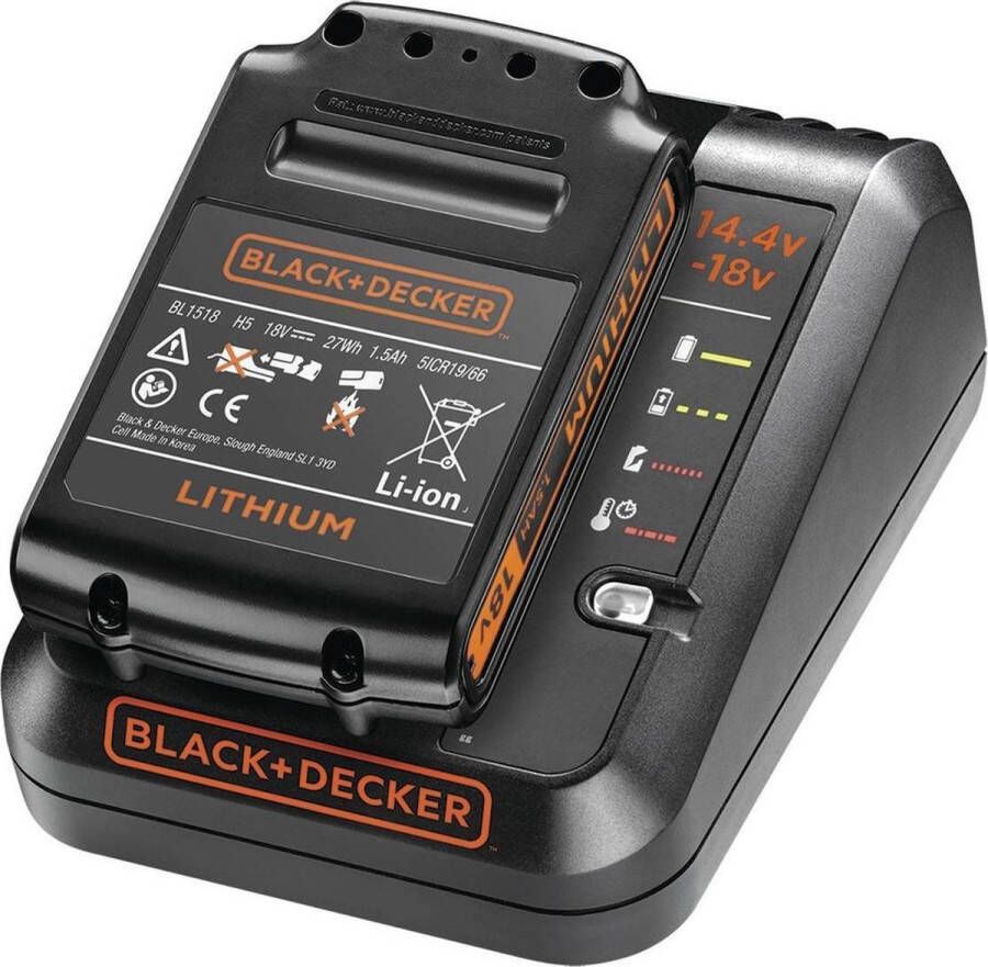 BLACK+DECKER Kit Batterij + Lader Powerconnect Bdc1a15-qw Lithium-ion 18v 1 5ah Voor Elektrisch Gereedschap