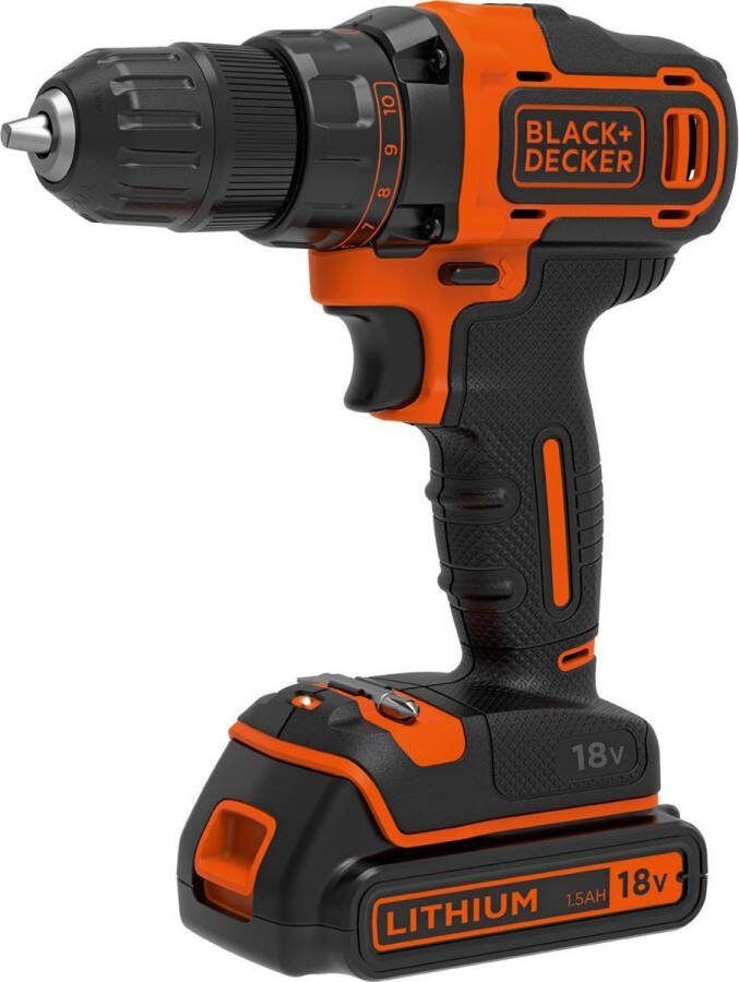 BLACK+DECKER BDCDD186KB-QW Accuboormachine 18V met schroeffunctie incl. 2 accu's en lader