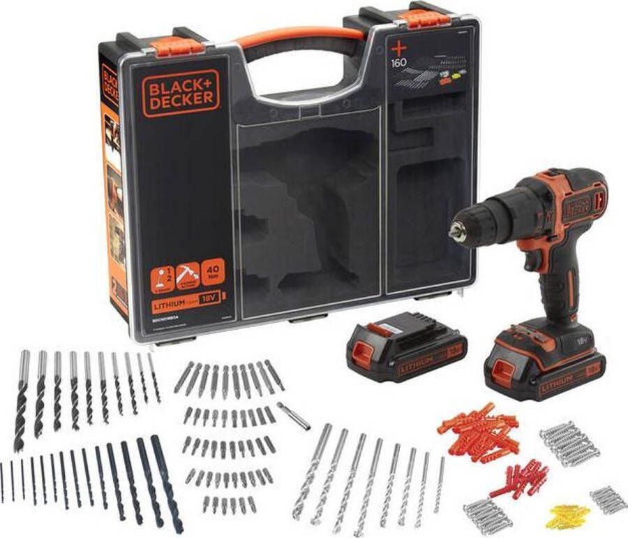 BLACK+DECKER Bdchd18boa-qw Schroef- En Klopboormachine 18v Incl. 2 Accu&apos;s En Lader