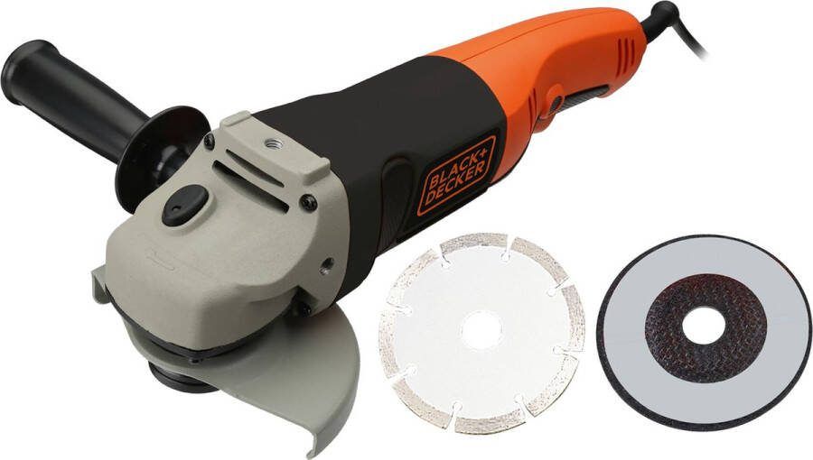 BLACK+DECKER Black+ Decker KG1202KD-QS Haakse slijper met 2 schijven en koffer 1200W 125mm