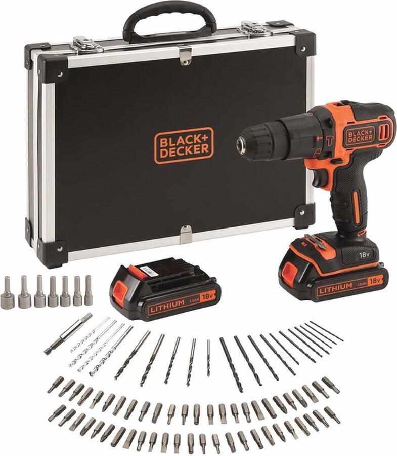 BLACK+DECKER BDCHD18BAFC-QW Accu Klopboormachine 18V 2 accu's incl. 80 accessoires