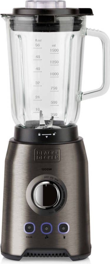 BLACK+DECKER Blender BXJB1200E Smoothie Maker Mixer voor Soep Saus en Babyvoeding Ice Crusher Inhoud 1500ml RVS 1200W