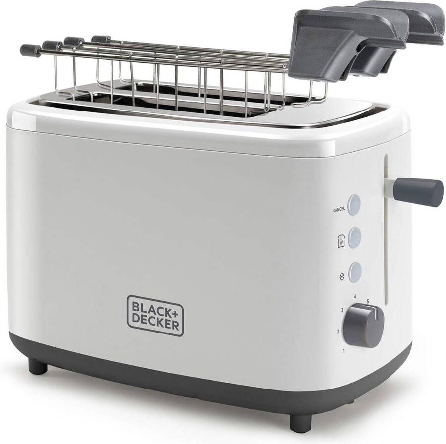 BLACK+DECKER Broodrooster 7 Roosterniveaus Toaster 2 Brede Gleuven Verwijderbare Tangen Verwarmen Ontdooien Lade Om Kruimels Op Te Vangen