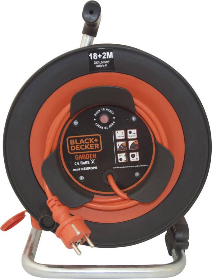 BLACK+DECKER BXECFP9QURE Tuin Kabelhaspel 18+2M IP44 1 voudig 2x1 5mm geschikt voor buiten