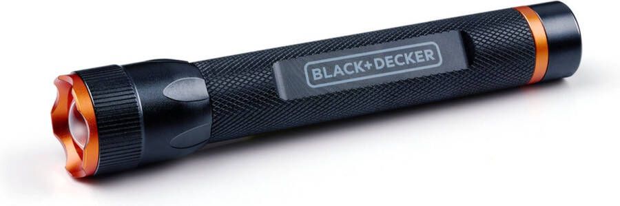 BLACK+DECKER LED Zaklamp 200 Lumen 3.5W 65M Bereik 3 Lichtstanden: Hoog Laag Pulserend Zwart Oranje
