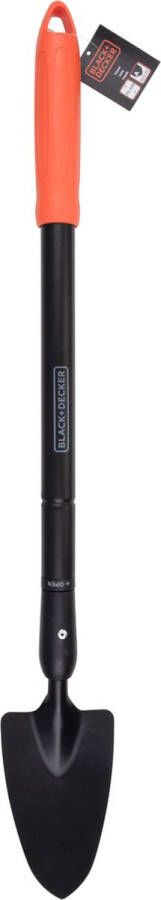 BLACK+DECKER Tuin Troffel Puntige Kop Telescopische Steel 77 105 CM Hittebestendig Zwart
