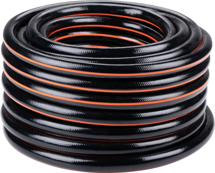 BLACK+DECKER Tuinslang 15 Meter ⌀19MM Duurzaam PVC Tuin Besproeien Auto Wassen Zwembad Vullen Past op Elke Standaard Kraan Zwart Oranje