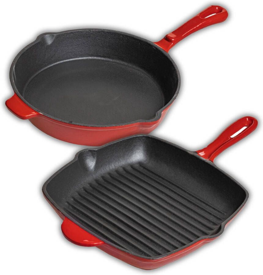 Blackwell Gietijzeren Grillpan & Koekenpan Rood