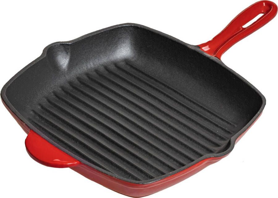 Blackwell Skillet Grillpan Gietijzer Rood 27 x 27 cm zonder anti-aanbaklaag