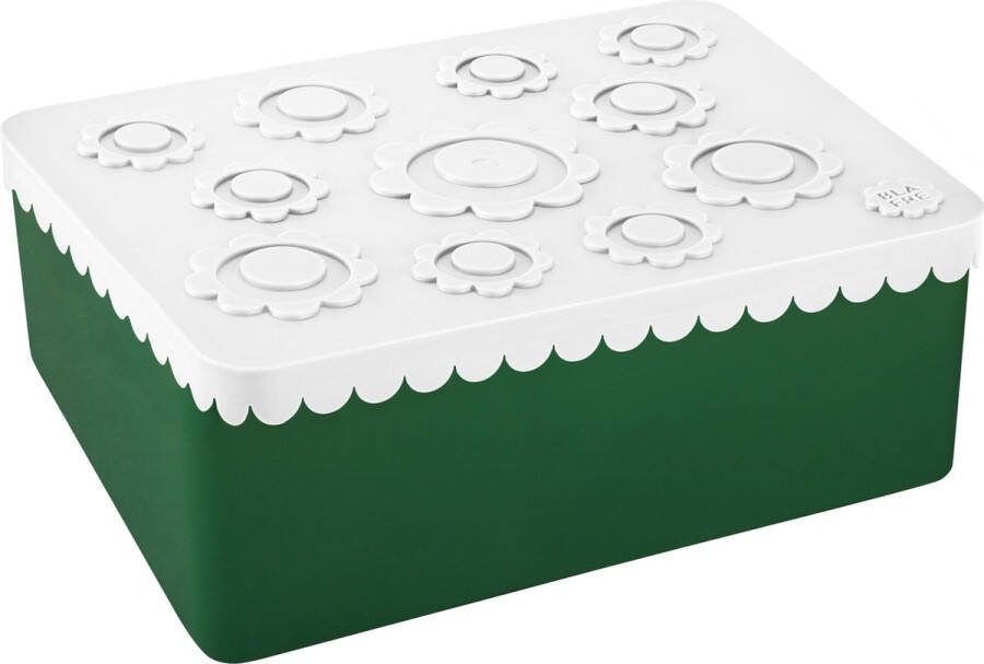 Blafre Lunchbox Brooddoos Flower Wit Donkergroen