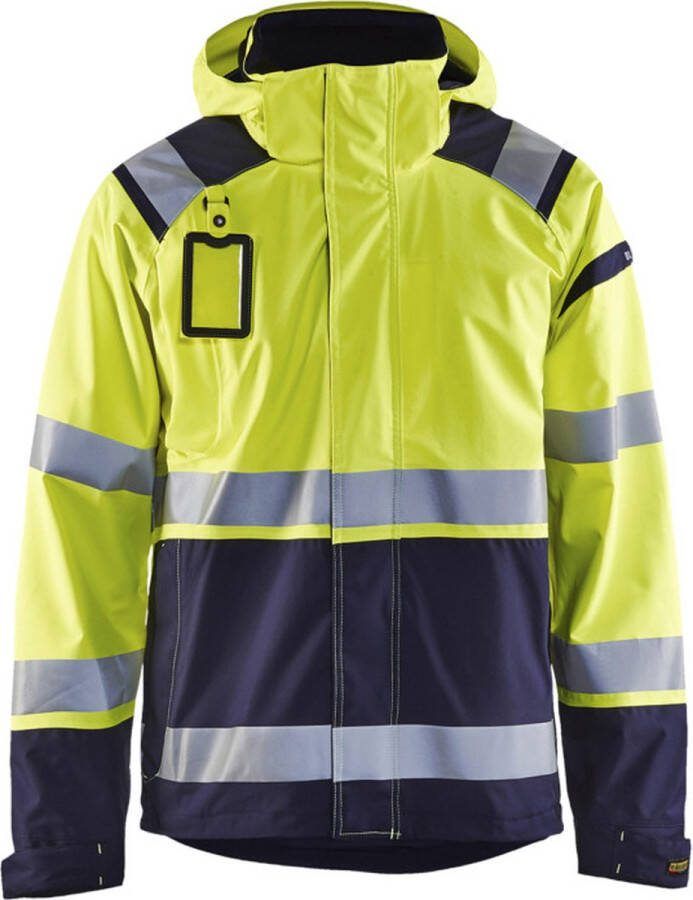 Blåkläder 4987-1987 Shell jack High Vis ongevoerd Geel Marineblauw maat 5XL