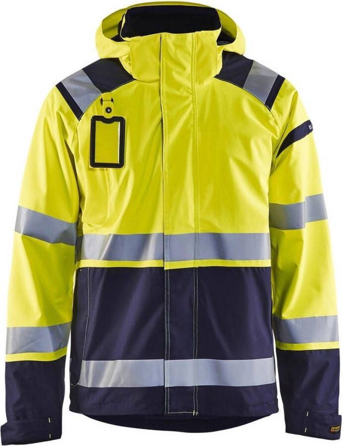 Blåkläder 4987-1987 Shell jack High Vis ongevoerd Geel Marineblauw maat XXXL