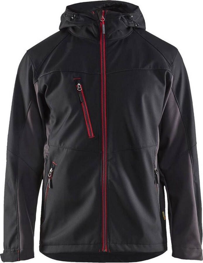 Blåkläder Blaklader Softshell jack met capuchon 4753-2516 Mannen Zwart Rood XXL