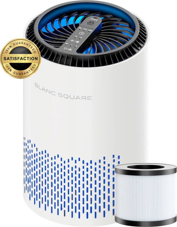 BLANC SQUARE BS Luchtreiniger Air Purifier Pro Met HEPA filter + koolstoffilter Zonder slaapstand Werkt 99% tegen huisstofmijt hooikoorts allergie stof incl Aroma Diffuser