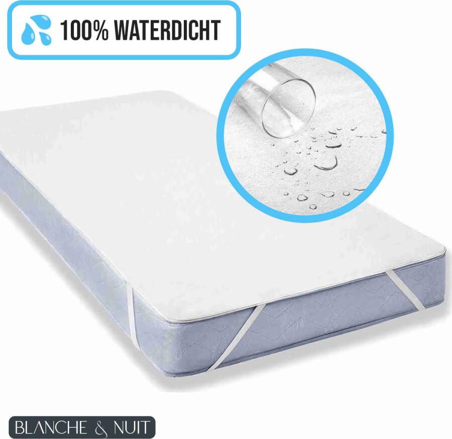 Blanche & Nuit Waterdichte Matrasbeschermer 140x190 Wasbare Matrasbeschermer Ademend Katoenen Oppervlak Antibacteriële Waterdichte Matrashoes met 4 Hoek Elastische Banden 100% Waterdicht Incontinentie Matrasbeschermer 140x190 cm