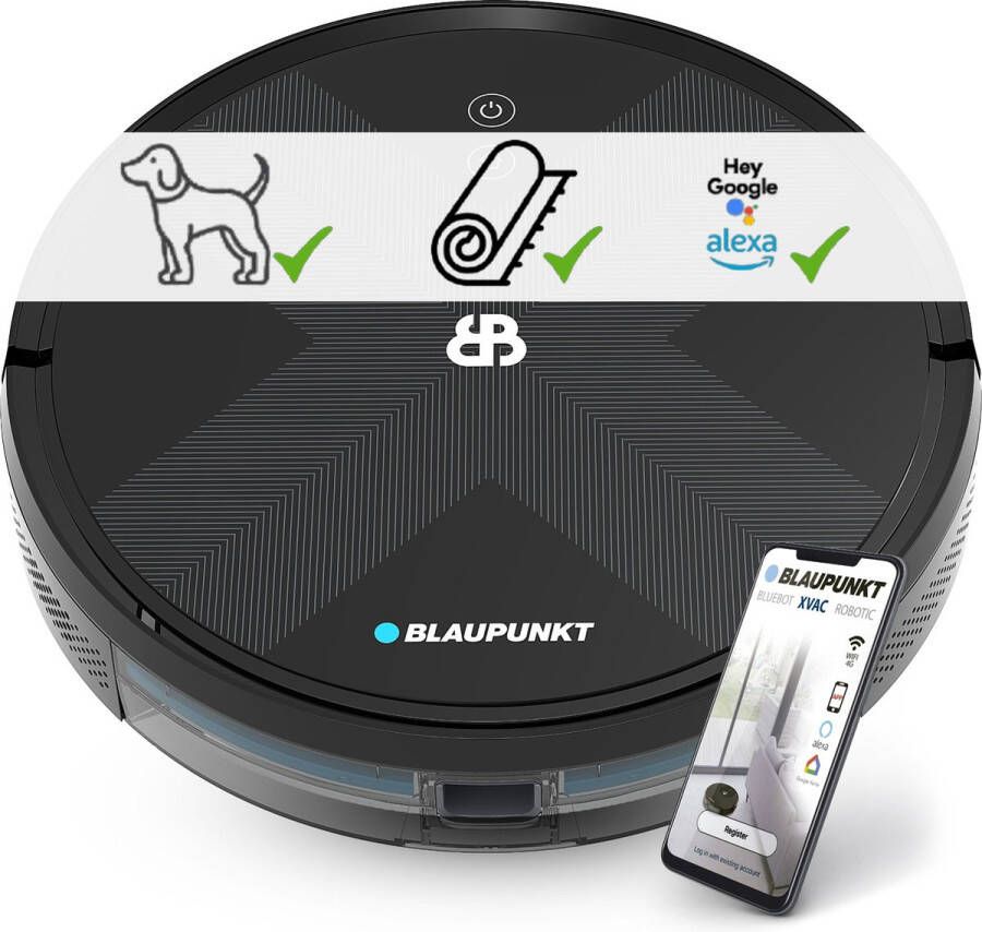 Blaupunkt Bluebot XVAC – Robotstofzuiger met Laadstation – Gyro Navigatie Met dweilfunctie door los te verkrijgen dweilmodule