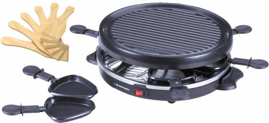 Blaupunkt Gourmetset Grillplaat Non-Stick Grillplaat Inclusief 6 Pannetjes & Houten Spatels MEN00806 Zwart