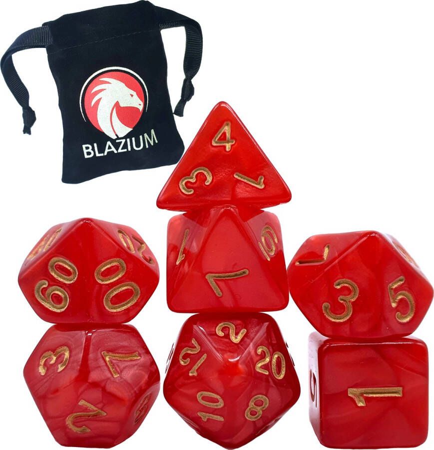 Blazium Preal Series Ruby Reef Red Incl. velvet bewaarzakje DnD dice set Dungeons and Dragons dobbelstenen