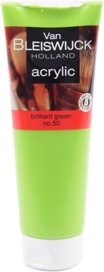 Bleiswijck Acrylic verf 250 ML Watervaste verf Acrylicverf lichtgroen Brilliant green nummer 50