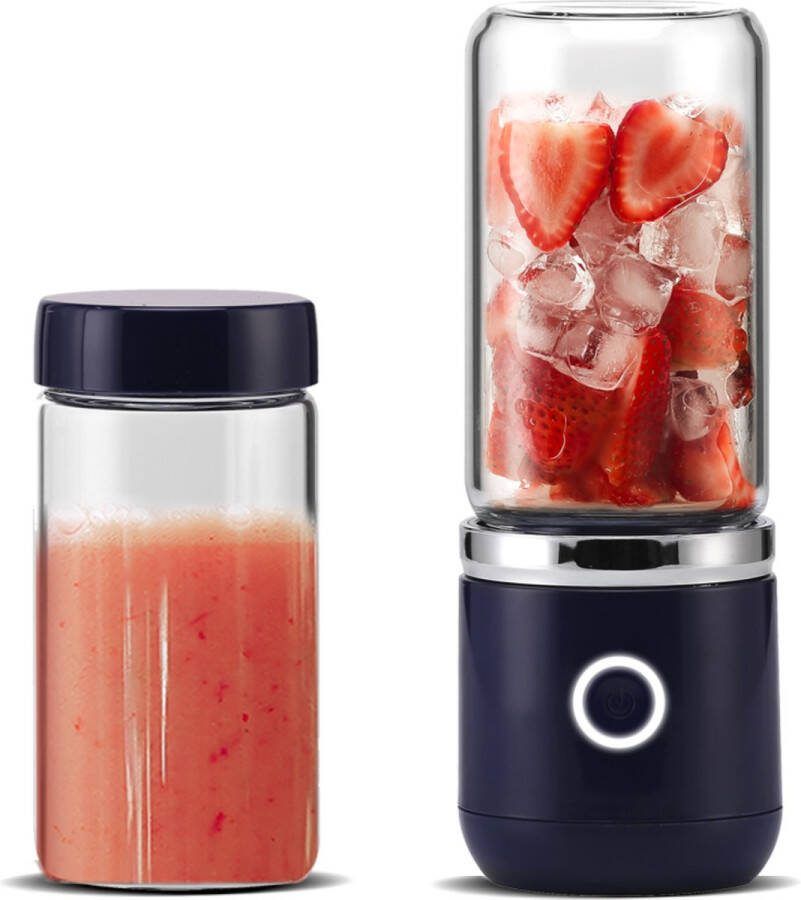 Blend In Blender To Go Smoothie Maker Oplaadbare Mini Blender Smoothies & Shakes Draadloos & Draagbaar Fruit Mixer USB Oplaadbaar 350ML Navy Blauw