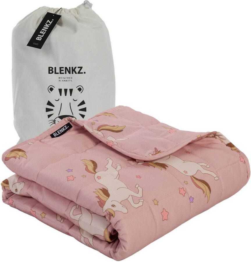 BLENKZ verzwaringsdeken 3.5kg 100x150 unicorn roze verzwaringsdeken 1-persoons zwaartedeken verzwaringsdekens