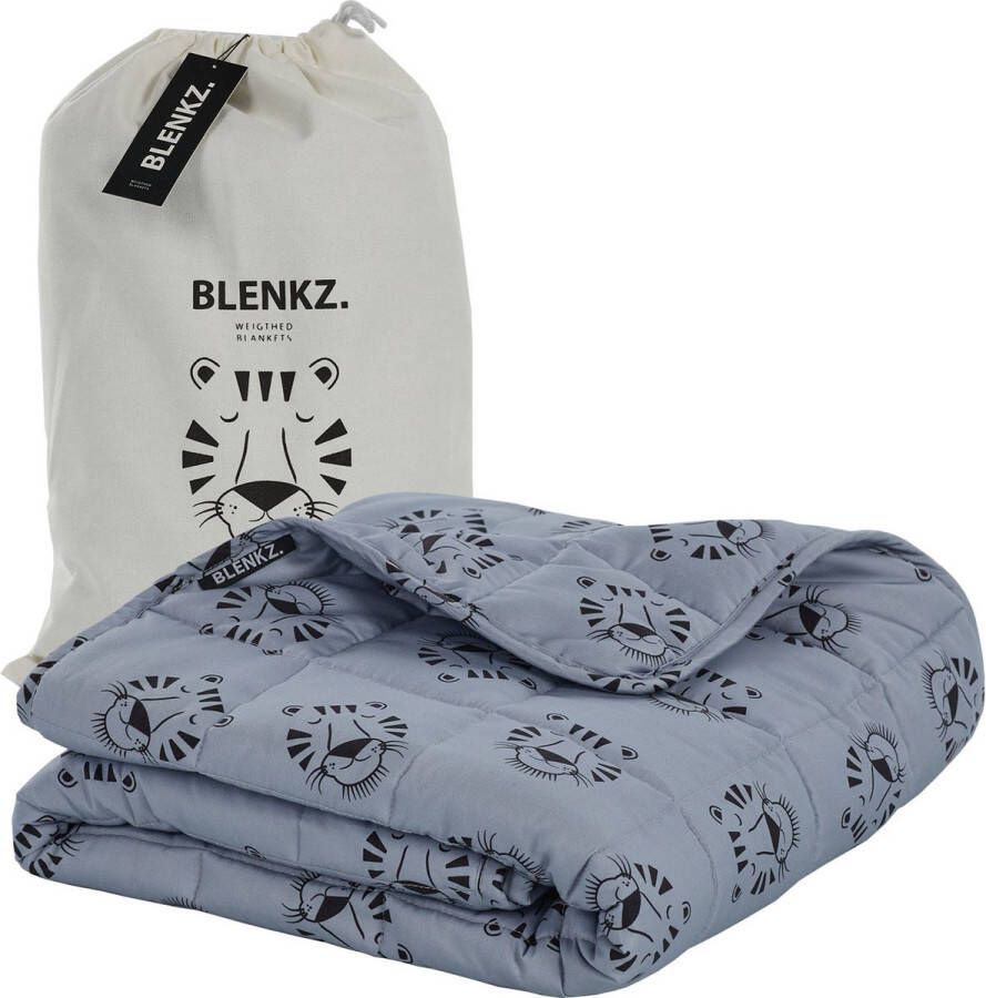 BLENKZ verzwaringsdeken kind 3.6kg 100x150 Tijger blauw verzwaringsdeken 1 persoons zwaartedeken verzwaringsdekens