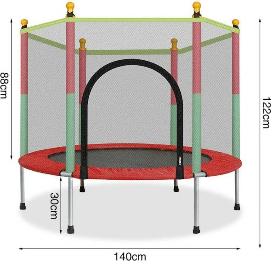 BlindenburgCreations Kinderspeelgoed Kinderen Trampoline Met Beschermende Net Deur Met Rits-140 Cm- Kinderen Tot 50Kilo