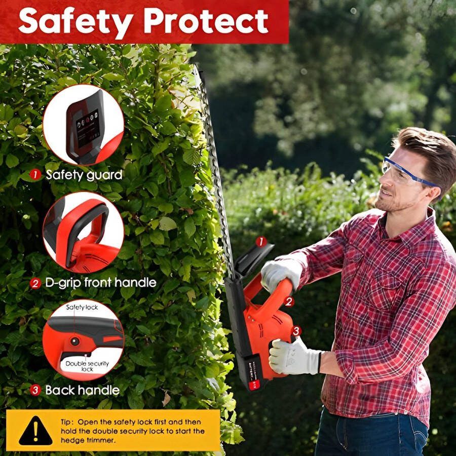 BlindenburgCreations Snoerloze Heggenschaar- Heggenschaar Met Dubbelwerkende 3 5 Elektrische Snijcapaciteit Voor Bush- Gazon -Tuin -22 Inch 21V 500W