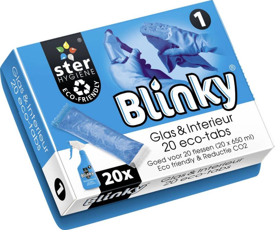 Blinky Interieur reiniger Groene Beer 20 Sachets ECO-Tabs Met gratis Sproeiflacon