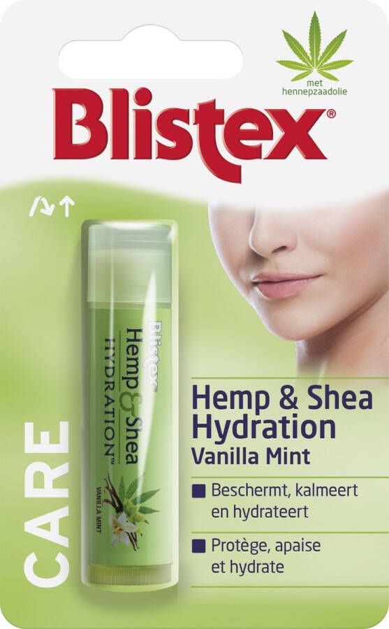 BLISTEX lippenbalsem Hemp & Shea Hydration vanilla mint beschermt kalmeert en hydrateert
