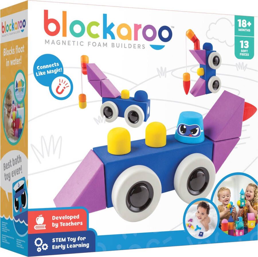 Blockaroo raceauto box- zacht magnetisch speelgoed- magnetisch speelgoed-peuter speelgoed-speelgoed 3 jaar 4jaar 5jaar- speelgoed jongens en meisjes- badspeelgoed