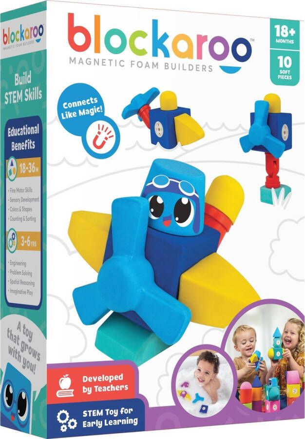 Blockaroo vliegtuig box-magnetisch speelgoed-peuter speelgoed-speelgoed 3 jaar 4jaar 5jaar- speelgoed jongens en meisjes- badspeelgoed