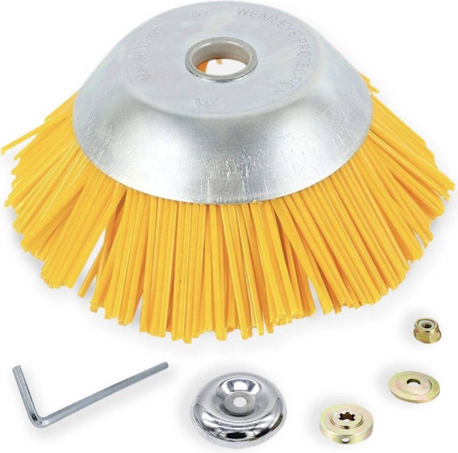 Bloeimaatjes Onkruidborstel voor Bosmaaier Elektrisch Grastrimmer Onkruid Onkruidkrabber Voegenborstel Onkruidverwijderaar Incl Adapterset Ø20 Max 10.000 toerental p m Nylon