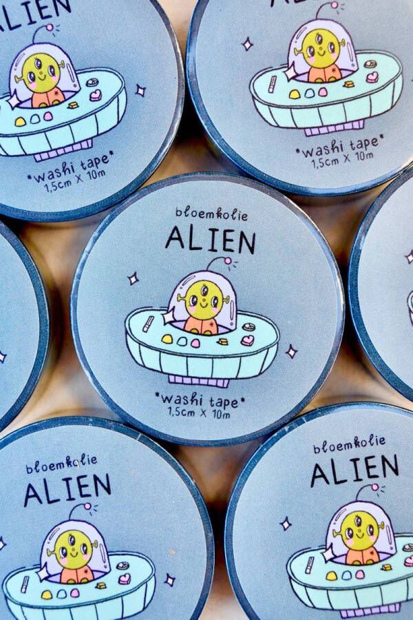 Bloemkolie Illustrations Alien Washi Tape Cute en Kawaii Stationery Schattige Japanse decoratieve tape Ufo