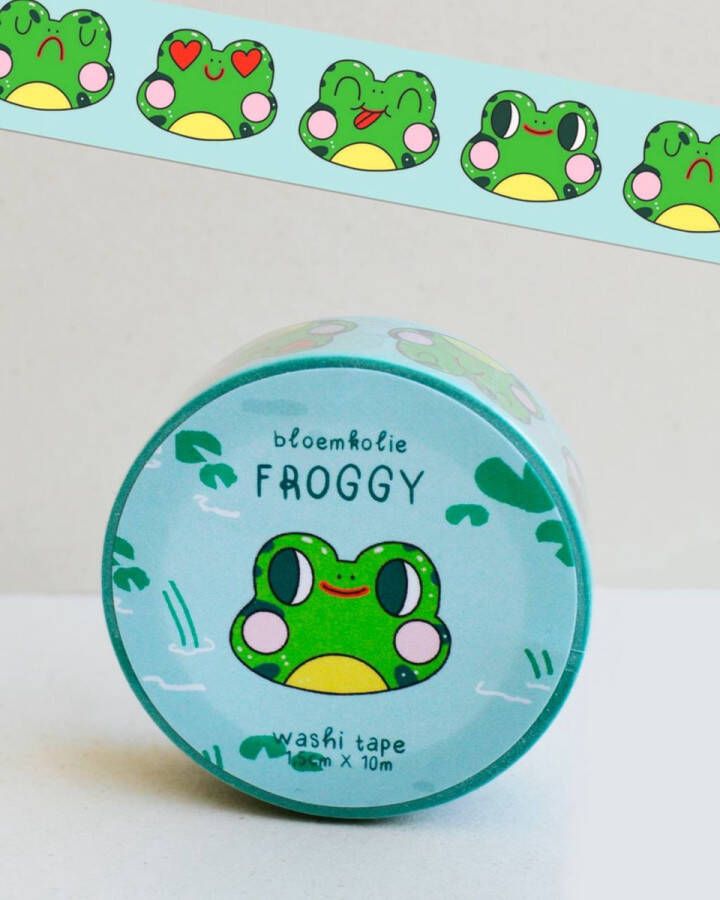 Bloemkolie Illustrations Bloemkolie Froggy Washi Tape Cute Kawaii Kikker Schattige stationery Kantoor artikelen