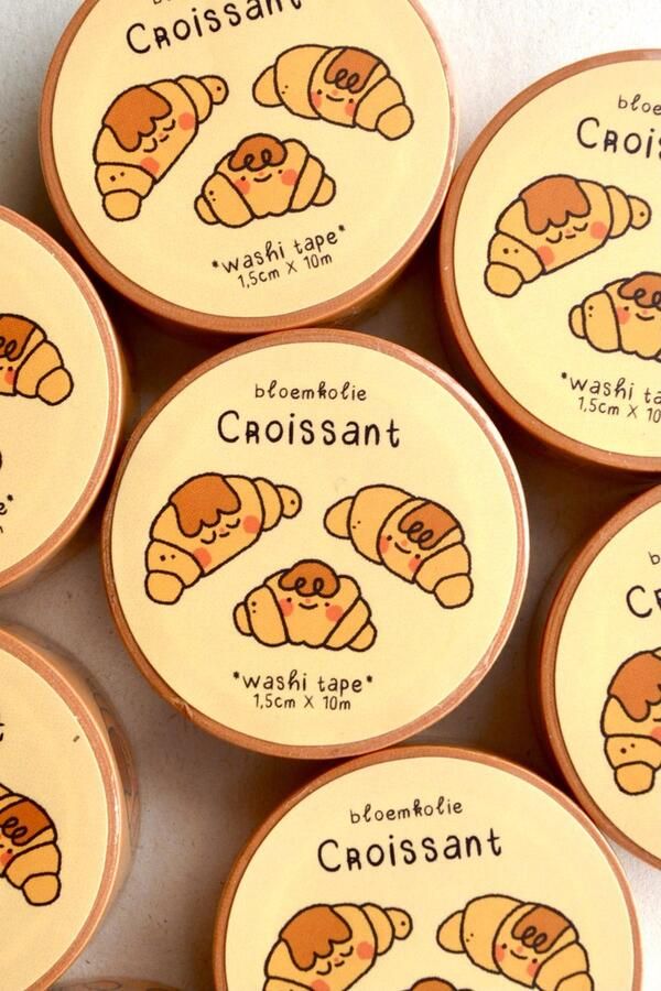Bloemkolie Illustrations Croissant Washi Tape Cute Schattige Kawaii decoratieve japanse tape Journal Planner