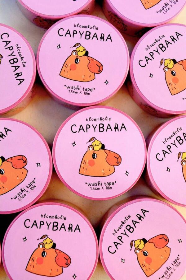 Bloemkolie Illustrations Capybara Washi tape Cute en Kawaii Stationery Schattige Japanse decoratieve tape