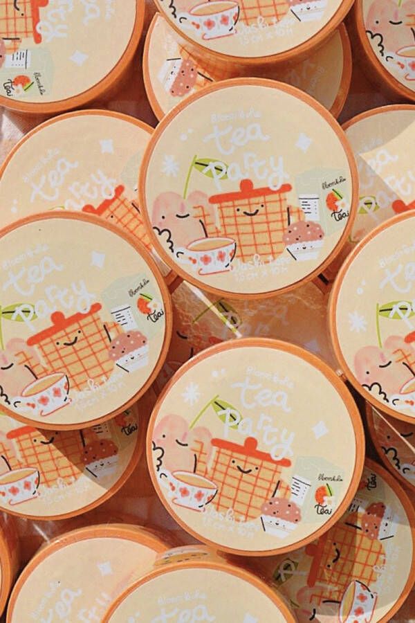 Bloemkolie Illustrations Tea Party Washi tape Cute en Kawaii Stationery Schattige Japanse decoratieve tape